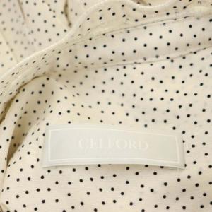 CELFORD 21SS Aラインプリーツワンピース ひざ丈 ノースリーブ 38 オフホワイト 黒 ブラック