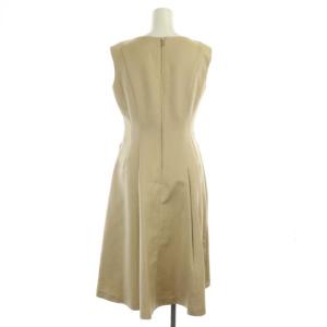 CELFORD グログランワンピース ロング フレア ノースリーブ ボートネック 36 ベージュ