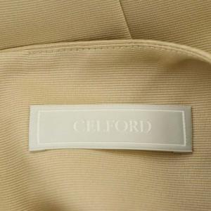 CELFORD グログランワンピース ロング フレア ノースリーブ ボートネック 36 ベージュ