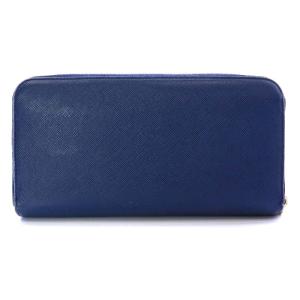 PRADA サフィアーノレザー モノクローム 長財布 ラウンドジップ レザー 青 ブルー