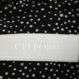 CELFORD 21AW ワンピース Vネック 長袖 ロング シアー ドット インナー付き 36 黒 ブラック 白 ホワイト