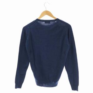 JOHN SMEDLEY ニット カットソー クルーネック 長袖 プルオーバー ウール S 青 ブルー