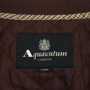 Aquascutum 中綿 ベスト 前開き ミドル丈 L バーガンディ