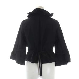 TO BE CHIC フリルブラウス 七分袖 ショート丈 前開き 黒 ブラック