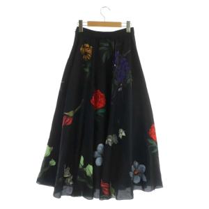 Ameri VINTAGE AMANDA CIRCULAR SKIRT フレアスカート ロング 花柄 ボタニカル柄 S 紺 ネイビー マルチカラー