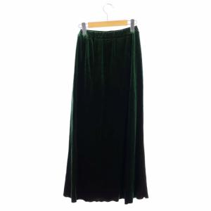 Ameri VINTAGE 21AW CHAMBRAY VELOUR SKIR ベロアスカート ロング 台形 S 緑 グリーン