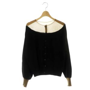 20AW GLITTER SHEER DOCKING KNIT ドッキングニット カーディガン 長袖 F 黒 茶 ブラック