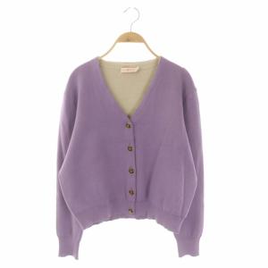 TORY BURCH ニット Vネックカーディガン 長袖 M 紫 パープル