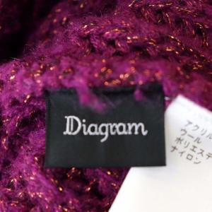 Diagram GRACE CONTINENTAL 21AW ラメ畦ニット セーター ハイネック 長袖 ウール混 袖スリット プルオーバー 36 紫 パープル