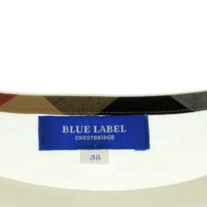 BLUE LABEL CRESTBRIDGE チェック柄ポケットカットソー 長袖 ラウンドネック 38 白 ホワイト ボルドー ブラック