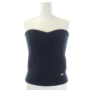 ニットビスチェ ベアトップ 38 紺 ネイビー