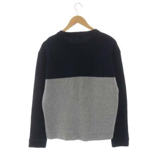 BLACK LABEL CRESTBRIDGE チェック柄クルーネック ニット カットソー 長袖 M 紺 ライトグレー ネイビー