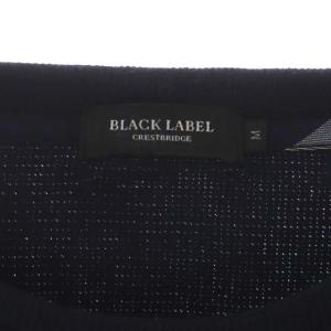 BLACK LABEL CRESTBRIDGE チェック柄クルーネック ニット カットソー 長袖 M 紺 ライトグレー ネイビー