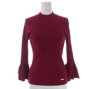 フリルティアード袖ニット カットソー 長袖 38 ボルドー