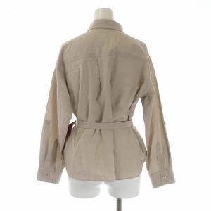 BLUE LABEL CRESTBRIDGE 再生セルロース長袖シャツ ベルト付き 38 グレージュ