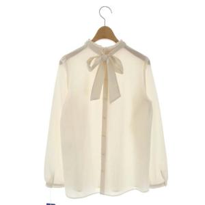 BLUE LABEL CRESTBRIDGE ボウタイシフォンブラウス 長袖 バックボタン 38 ライトピンク