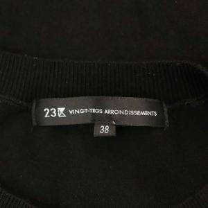 23区 vingt-trois 22AW ヴィスコース ストレッチ パフスリーブ ニット カットソー プルオーバー 五分袖 38 黒