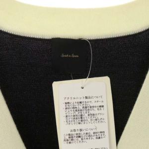 Spick&Span 22AW ラインロングカーディガン ニット 長袖 Vネック 金ボタン 黒 ブラック オフホワイト