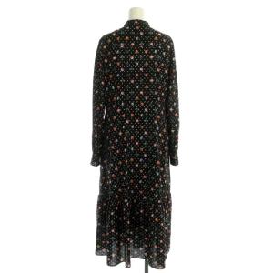 Diagram GRACE CONTINENTAL 23SS シャツワンピース ロング 長袖 総柄 ドット レース切替 ギャザー キャミソール付き 36 ブラック マルチカラー