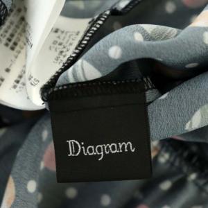 Diagram GRACE CONTINENTAL 23SS シャツワンピース ロング 長袖 総柄 ドット レース切替 ギャザー キャミソール付き 36 ブラック マルチカラー