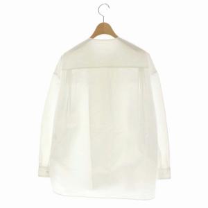 Drawer コットンラップカラーシャツブラウス 長袖 デザイン 白 ホワイト