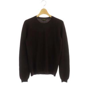 カシミヤウールクルーネックニット セーター 長袖 1 ダークブラウン