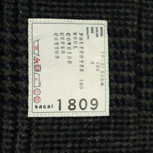 sacai 再構築 ツイード ウール ドッキング モッズコート ジップアップ ストライプ チェック 3 ネイビー