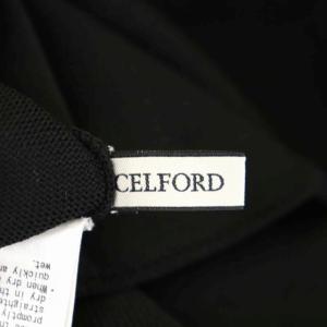 CELFORD 22SS ホールガーメントベア風ニットワンピース ロング フレア 長袖 Vネック 38 黒 ブラック オフホワイト
