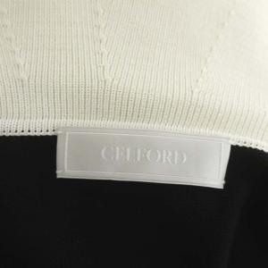 CELFORD 21AW 衿付きホールガーメントワンピース ニット 長袖 フレア ロング サイドリブ 38 黒 白 ブラック ホワイト