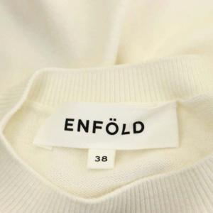 ENFOLD カシミヤ混クルーネックニット セーター 長袖 プルオーバー 38 オフホワイト