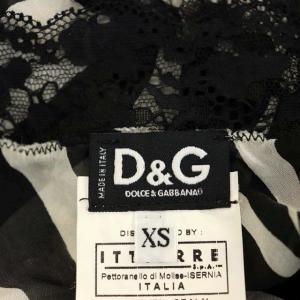 D&G ゼブラキャミソール レース シアー ショート シルク XS 黒 ブラック オフホワイト