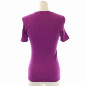Drawer ハリヌキ ショートスリーブ カットソー クルーネック 半袖 プルオーバー 紫 パープル