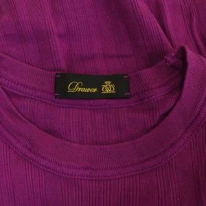 Drawer ハリヌキ ショートスリーブ カットソー クルーネック 半袖 プルオーバー 紫 パープル