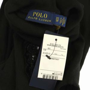 POLO RALPH LAUREN ニット カットソー 長袖 プルオーバー ロゴアップリケ付き タートルネック XS 黒 ブラック