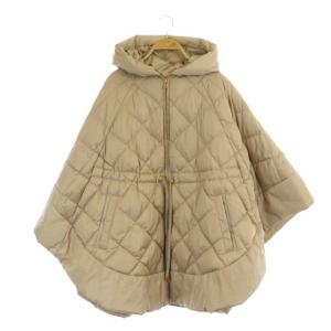 22AW キルティングフードダウンポンチョ アウター ジップアップ 38 ベージュ
