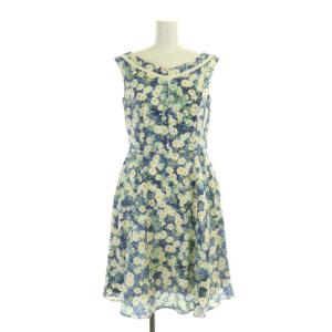 TOCCA DAISY BED ワンピース 膝丈 ノースリーブ 花柄 フレア 0 ネイビー マルチカラー