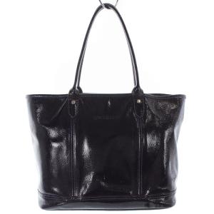 パテントレザー トートバッグ ハンドバッグ ロゴ 紫 パープル