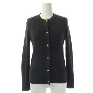 アンサンブル 2点セット リブニット セーター カーディガン 長袖 クルーネック ウール 38 チャコールグレー