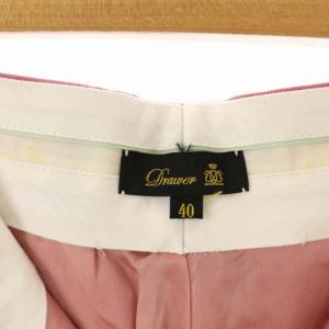 Drawer ウール シルク チェックパンツ テーパード センターシーム 40 ピンク マルチカラー