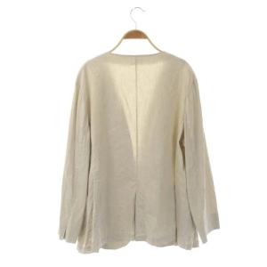 23区 20SS 【洗える】リネンヴィスコース ストレッチ ジャケット ノーカラー 薄手 50 ライトグレージュ