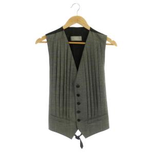 プリーツジレベスト 切替 44 黒 グレー ブラック