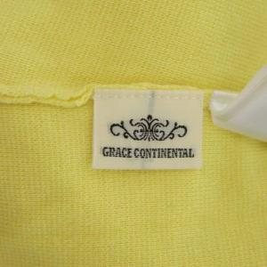 GRACE CONTINENTAL ビジュー付きカーディガン ニット 長袖 クルーネック 丸首 スナップボタン 36 黄色 イエロー