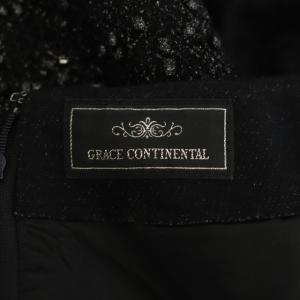 GRACE CONTINENTAL マルチジャージワンピース ひざ丈 切替 ラメ 八分袖 36 黒 ブラック