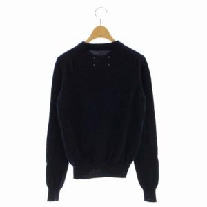 Martin Margiela 4 19AW ウール エルボーパッチ クルーネック ニット セーター 長袖 プルオーバー S 濃紺 ダークネイビー