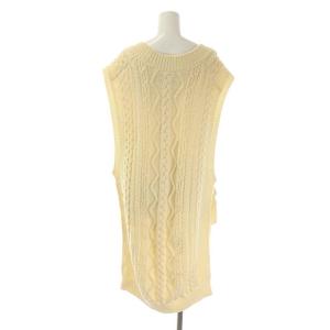 unfil フレンチ ミラノ ケーブルニット ベスト Vネック サイドスリット ウール 1 アイボリー