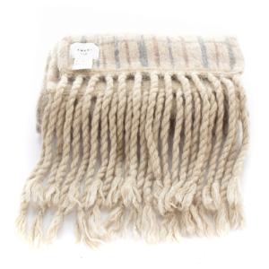 Ameri VINTAGE PAINT CHECK FLUFFY MUFFLER マフラー ストール フリンジ モヘア混 べージュ