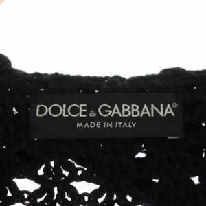 DOLCE&GABBANA クロシェ ニットカーディガン 七分袖 コットン 36 黒 ブラック