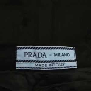 PRADA フレアスカート タック ナイロン 膝丈 刺繍 M 黒 ブラック