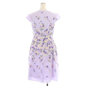 TOCCA ワンピース ひざ丈 半袖 花柄 刺繍 4 紫 パープル
