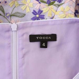 TOCCA ワンピース ひざ丈 半袖 花柄 刺繍 4 紫 パープル